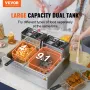 Commercial Electric Deep Fryer, 24L Large Capacity Electric Countertop Fryer with Dual Removable Basket, 5000W Stainless Steel D