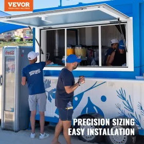Concession Window for Food Truck, 36"x24" Aluminum Alloy Service Window, Up to 85 Degrees Serving Window with 2 Sliding Windows 