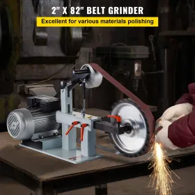 2Hp Belt Grinder Constant Speed 2 X 82 inch Belt Disc Sander with 3 Grinding Wheel 110V Bench Sander 12 inch Wheel and Flat