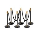 6 Pcs Stanchion Post with 4 Black Velvet Ropes Sand Injection Hollow Base