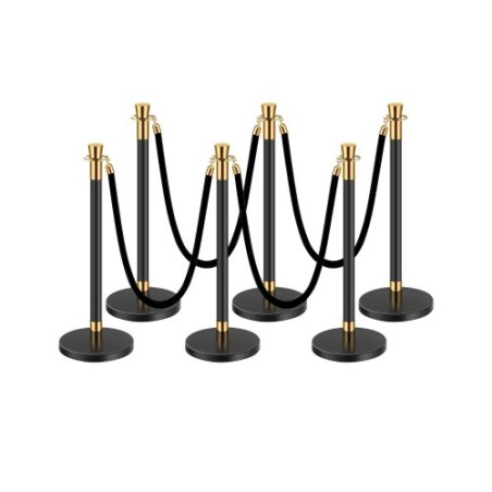 6 PCS Stanchion Post med 4 sorte fløjltov Sandinjektion Hollow Base