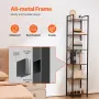 Metal Bookshelf, 6-Tier Industrial Bookcase, Tall Narrow Rustic Vintage Storage Bookshelf with Open Shelves, Freestanding Displa