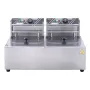 Commercial Electric Deep Fryer, 24L Large Capacity Electric Countertop Fryer with Dual Removable Basket, 5000W Stainless Steel D