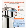 VEVOR Alcohol Still, 5 Gal / 19 L Stainless Steel Water Alcohol Distiller with Copper Coil for Fast Cooling, Dual Condenser Dist