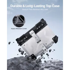 Motorcycle Top Case, Universal Aluminum Alloy Motorbike Tail Box with Leather Lining, 45L Waterproof Detachable Motorcycle Top B