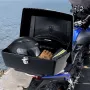 Motorcycle Top Case, Universal Durable PP Material Motorbike Tail Box with Reflective Panel, 48L Waterproof Detachable Motorcycl