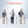 VEVOR Walking Cane for Man Woman, Folding Walking Stick with 8-Level Adjustable Height, 4-Pronged Pivoting Base, Lightweight & P