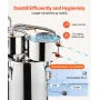 VEVOR Alcohol Still, 3 Gal / 11.4 L Stainless Steel Water Alcohol Distiller with Copper Coil for Fast Cooling, Dual Condenser Di