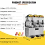 Kommerciel slushy maskine, 3 x 12l / 3.2 Gal Triple Bowl, 72