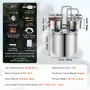 VEVOR Alcohol Still, 8 Gal / 30 L Stainless Steel Water Alcohol Distiller with Copper Coil for Fast Cooling, Dual Condenser Dist