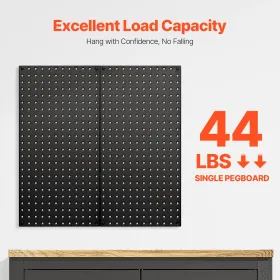 Metal Pegboard Panels, 24" x 12" Pegboard, 2 Panels, Heavy Duty Steel Peg Board Wall Organizer, for Living Room Garage Tool Stor