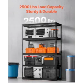 Storage Shelves, 2500 lbs, 5 Tier Heavy Duty Garage Shelving, 18" D x 48" W x 72" H Adjustable Metal Shelves for Industrial Shel