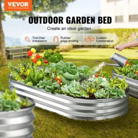 Raised Garden Bed, 71.9 x 36.4 x 11 inch Galvanized Metal Planter Box, Outdoor Planting Boxes with Open Base, for Growing Flower