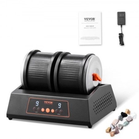 umbler Machine 8 lbs Rock Polishing Kit 9 Speed 9-Day Timer Dual Barrels