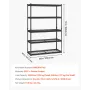 VEVOR opbevaringshylder, 2500 lbs, 5 etagers kraftige garagehylder, 18" D x 48" B x 72" H Justerbare metalhylder til Industria
