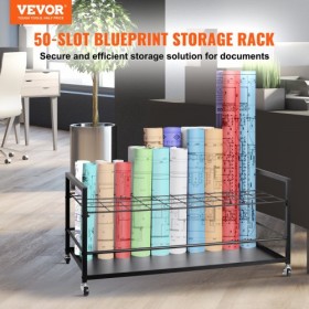 Blueprint Storage Rack 50 Slots Mobile Roll File Holder til arkitektonisk