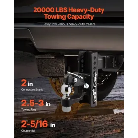 VEVOR Justerbar Pintle Hook, 20000 lbs, Pintle Hook Hitch til 2-tommer Hitch Hook Military Receiver, Kombination 2-5/16-tommer