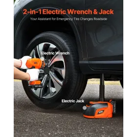Electric Car Jack, 5 Tons /11000 lbs, Electric Scissor Jack with Electric Impact Wrench, Tire Change Replacement with LED Light 