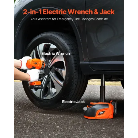 VEVOR Electric Car Jack, 5 Tons /11000 lbs, Electric Scissor Jack with Electric Impact Wrench, Tire Change Replacement with LED 