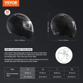 VEVOR Motorcycle Helmet, Unmasked, Smart Street ABS & High Density Helmet with Bluetooth Communications & Interchangeable Lens, 