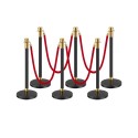 6 Pcs Stanchion Post with 4 Red Velvet Ropes & Sand Injection Hollow Base