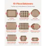 Baking Pans Set, 10-Piece, Nonstick Carbon Steel Cookware Sheets & Trays, Stackable Kitchen Oven Bakeware Cooking Sets with Sili