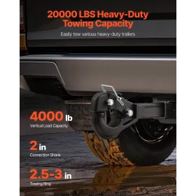 VEVOR Pintle Hook, 20000 lbs trækkapacitet, Pintle Hitch-modtager til 2-tommers hitch-krog militær modtager, passer til 2,5 til