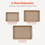 Baking Pans Set, 3-Piece, Nonstick Carbon Steel Cookware Sheets & Trays, Stackable Kitchen Oven Bakeware Cooking Sets with Silic