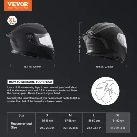 VEVOR Motorcycle Helmet, Full Face, Smart Street ABS & High Density Helmet with Bluetooth Slot & Interchangeable Lens, DOT Appro