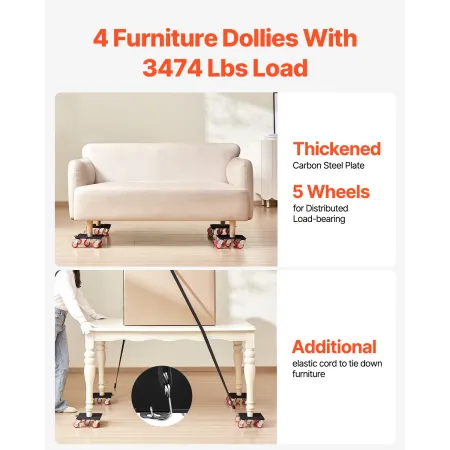 Furniture Dolly, Maksimal belastning 3474 lbs, Heavy Duty