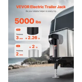Electric Trailer Jack, 5000 lbs, Heavy Duty RV Electric Power Tongue Jack with 2 Way Connector, Remote Control, Crank Handle & W