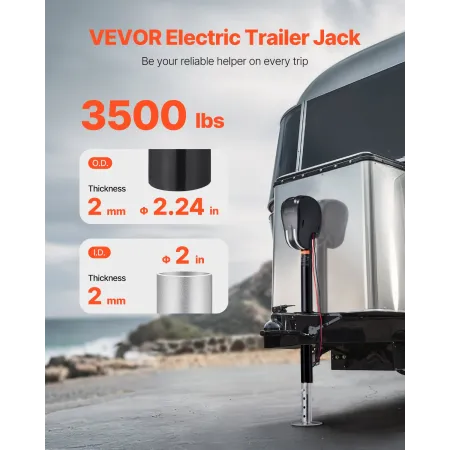 VEVOR Electric Trailer Jack, 3500 lbs, Heavy Duty RV Electric Power Tongue Jack with 2 Way Connector, Memory Function, Crank Han