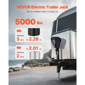 VEVOR Electric Trailer Jack, 5000 lbs, Heavy Duty RV Electric Power Tongue Jack med 7-benet stik, manuelt håndsving & Weat
