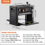 Thickness Planer, Single Speed, 33 cm Width Worktable Benchtop Planer, Two-Blade, 15-Amp 1800W Powerful Motor, 30.5 cm Extended 