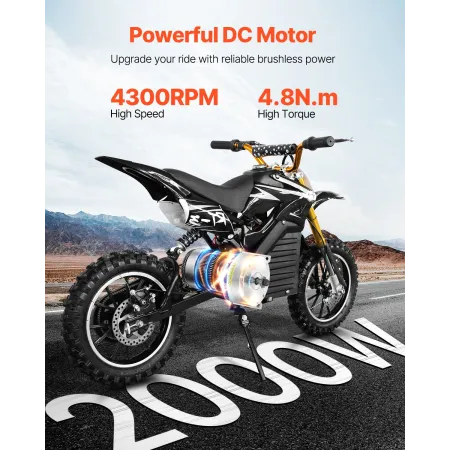 VEVOR 2000W Electric Brushless DC Motor Kit - 48V 4300rpm Motor with Upgraded Speed Controller and Throttle Grip Kit for Go Kart