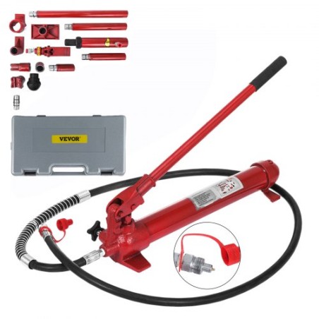 10Ton Power Hydraulic Jack Holder Bodywork Repair Kit for Auto Car Repair Tool with 1.4M Hose Lift Ram Portable