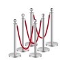 6 Pcs Silver Stanchion Post 3 Red Velvet Ropes Sand Injection Hollow Base