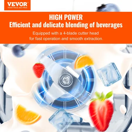 VEVOR Professional Blender med skjold, kommercielle bordpladeblendere, 68 oz plastkrukkeblender Combo, rustfrit stål 9 gear