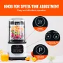 Professional Blender with Shield, Commercial Countertop Blenders, 68 oz Plastic Jar Blender Combo, Stainless Steel 9 Speed & 5 F