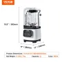 VEVOR Professional Blender med skjold, kommercielle bordpladeblendere, 68 oz plastkrukkeblender Combo, rustfrit stål 9 gear