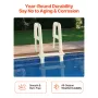 Swimming Pool Ladder, 75°Inclined 5-Step Double Handrails Stair, Non-slip Heavy Duty Steps, Load Capacity 300 lb, for 48-54 In I