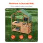 Mud Kitchen for Kids, Wooden Toy Play Kitchen Set with Accessories, Outdoor Toddler Grocery Store Playset, Pretend Play Kitchen 