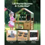 Mud Kitchen for Kids, Wooden Toy Play Kitchen Set with Accessories, Outdoor Toddler Grocery Store Playset, Pretend Play Kitchen 