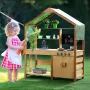 Mud Kitchen for Kids, Wooden Toy Play Kitchen Set with Accessories, Outdoor Toddler Grocery Store Playset, Pretend Play Kitchen 