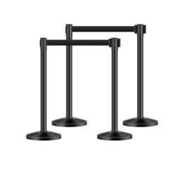 4 Pcs Stanchion Post with 4 Retractable Belts & Sand Injection Hollow Base