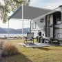 Manual RV Awning Complete Kit, 18' Retractable Awning with Aluminum Alloy Frame, Outdoor Trailer Awning, Fit for Most RVs(Blue F