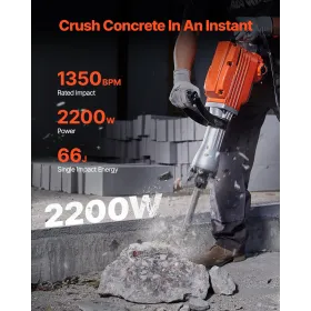 Nedrivning Jack Hammer Concrete Breaker 2200W Electric Hammer 6 mejselbits
