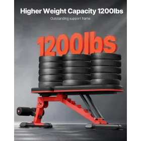 VEVOR Weight Bench, 1200lbs Heavy Duty Stable Weight Bench Press for Full Body Workout, Adjustable Exercise Sit up Bench for Hom