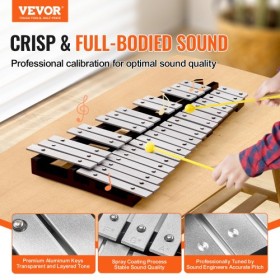 32 Note Glockenspiel Xylophone Bell Kit with Mallets, Drum Sticks and Bag