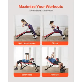 VEVOR Multi-Functional Weight Bench for Full Body Workout, Roman Chair Hyperextension Bench, 770 lbs Adjustable & Foldable Equip